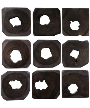 Bahati Ebony Wood Wall Art, Set of 9