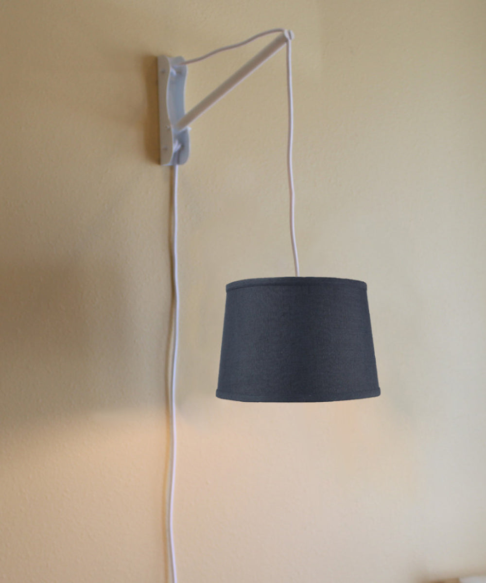 12"W MAST Plug-In Wall Mount Pendant 1 Light White Cord/Arm