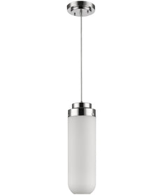 6"W Solar 1-Light Polished Nickel Pendant With Frosted Glass Shade