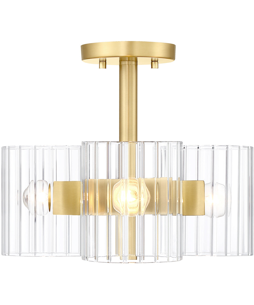 Aries 3 Light Semi Flush  Brushed Gold