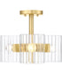 Aries 3 Light Semi Flush  Brushed Gold