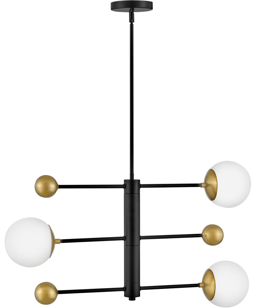 Auggie 3-Light Medium Adjustable Multi Tier Chandelier in Black