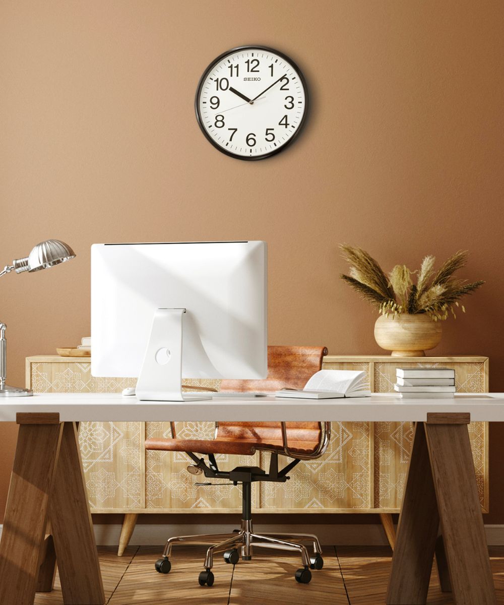 OPEN BOX 12" Business Wall Clock Black Glass Cover