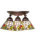 16" Wide Tiffany Rosebush 3 Light Semi-Flush Mount