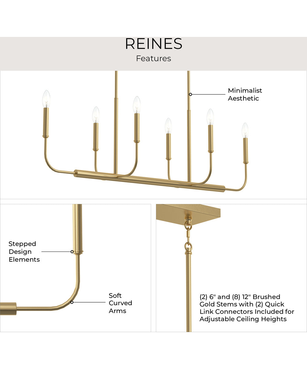 Reines 6-Light Linear Chandelier Brushed Gold