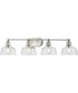 Singleton 4-Light 36" Farmhouse Vanity Light with Clear Glass Shades Brushed Nickel