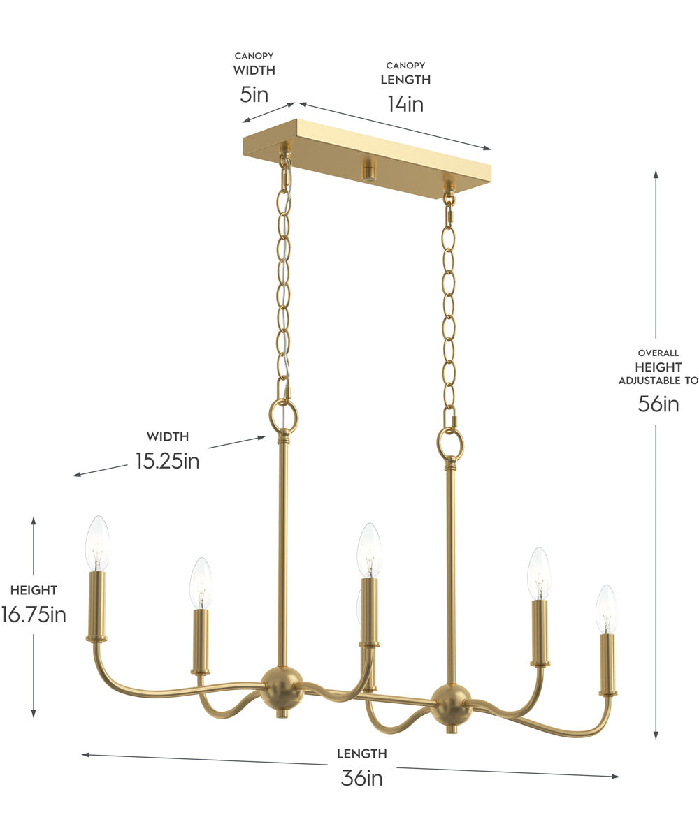 Ilia 6-Light Island Chandelier Brushed Gold