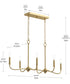 Ilia 6-Light Island Chandelier Brushed Gold