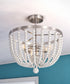 Dumas 16"W 3-Light Brushed Steel Finish Weathered White Wood Bead Semi Flush by KenroyHome