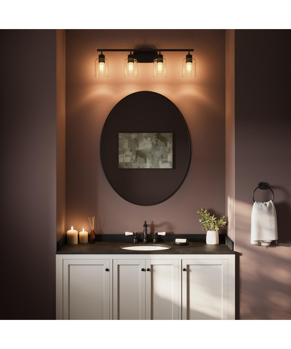 Reines 4-Light Bath Vanity with Clear Glass Shades Matte Black