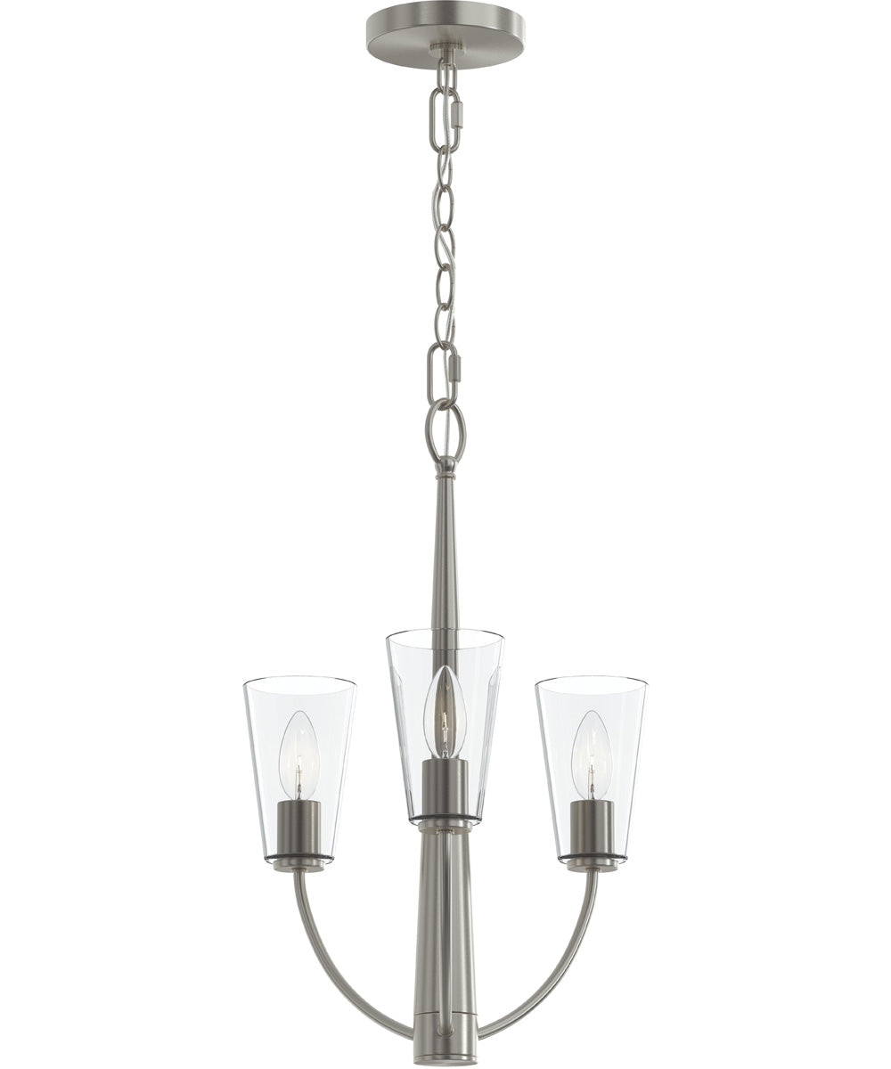 Jheni 3-Light Chandelier with Clear Glass Shades Brushed Nickel
