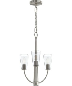 Jheni 3-Light Chandelier with Clear Glass Shades Brushed Nickel