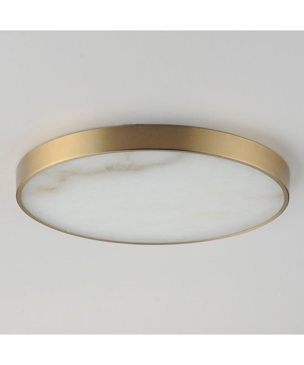 Slab 12 inch LED Alabaster Flush Mount Natural Aged Brass