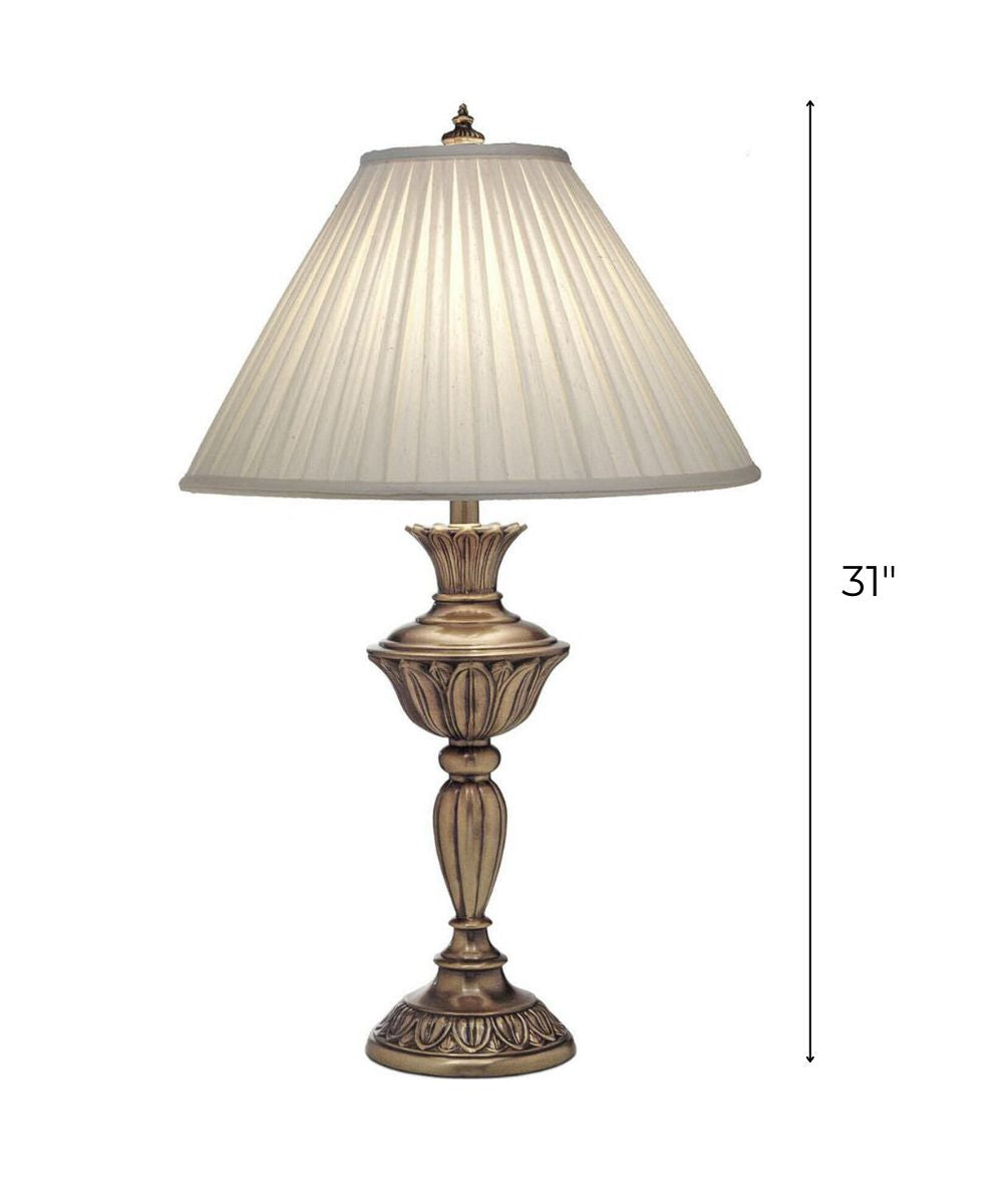 31"H 3-Way Table Lamp Aged Brass