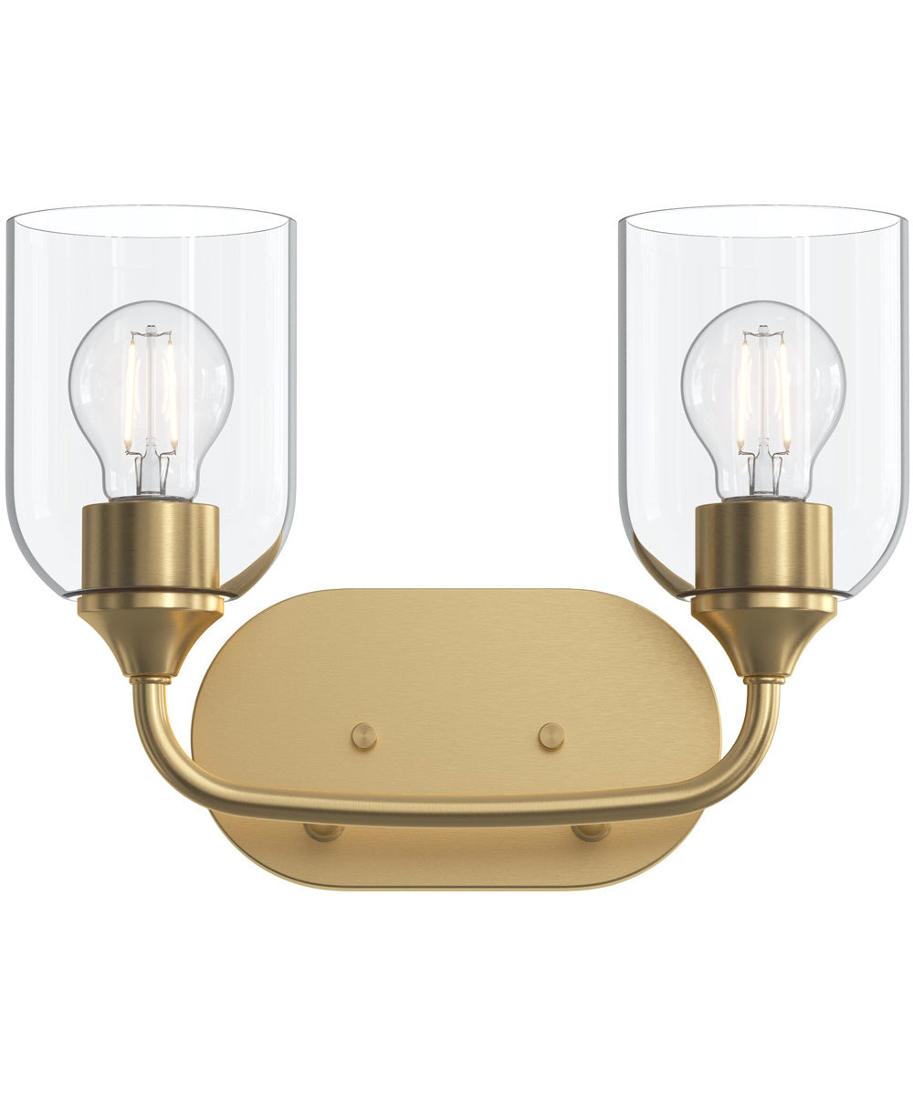Ilia 2-Light Bath Vanity with Clear Glass Shade Brushed Gold