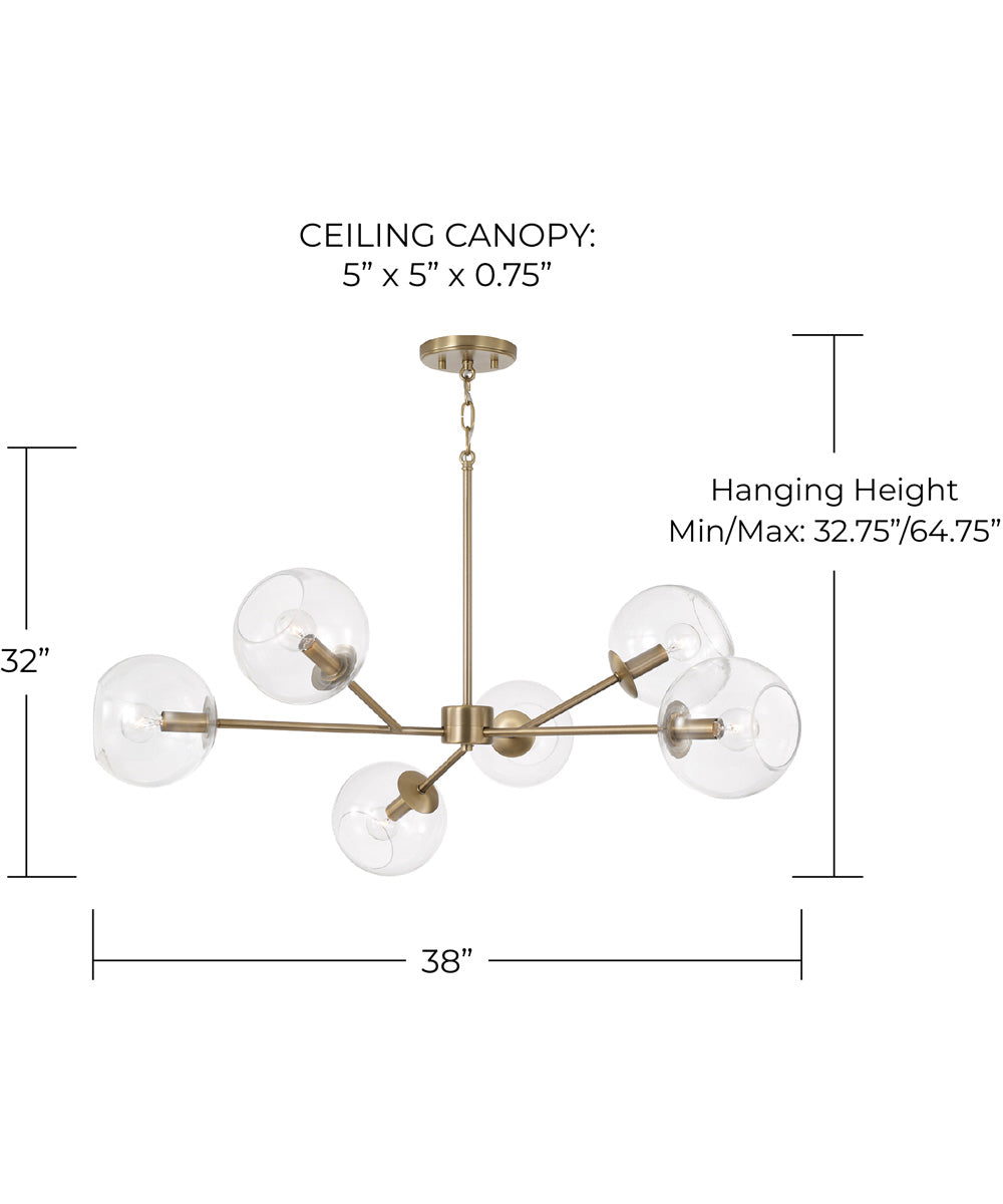 Atlas 6-Light Chandelier Aged Brass