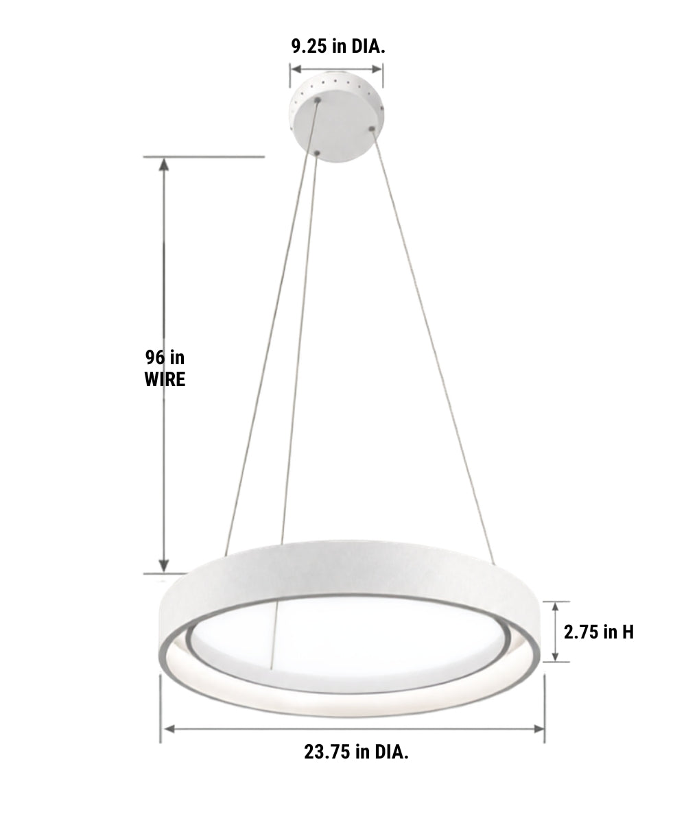 24"w Fornello 1-Light Modern Ring LED Chandelier Pendant Light Textured White Finish