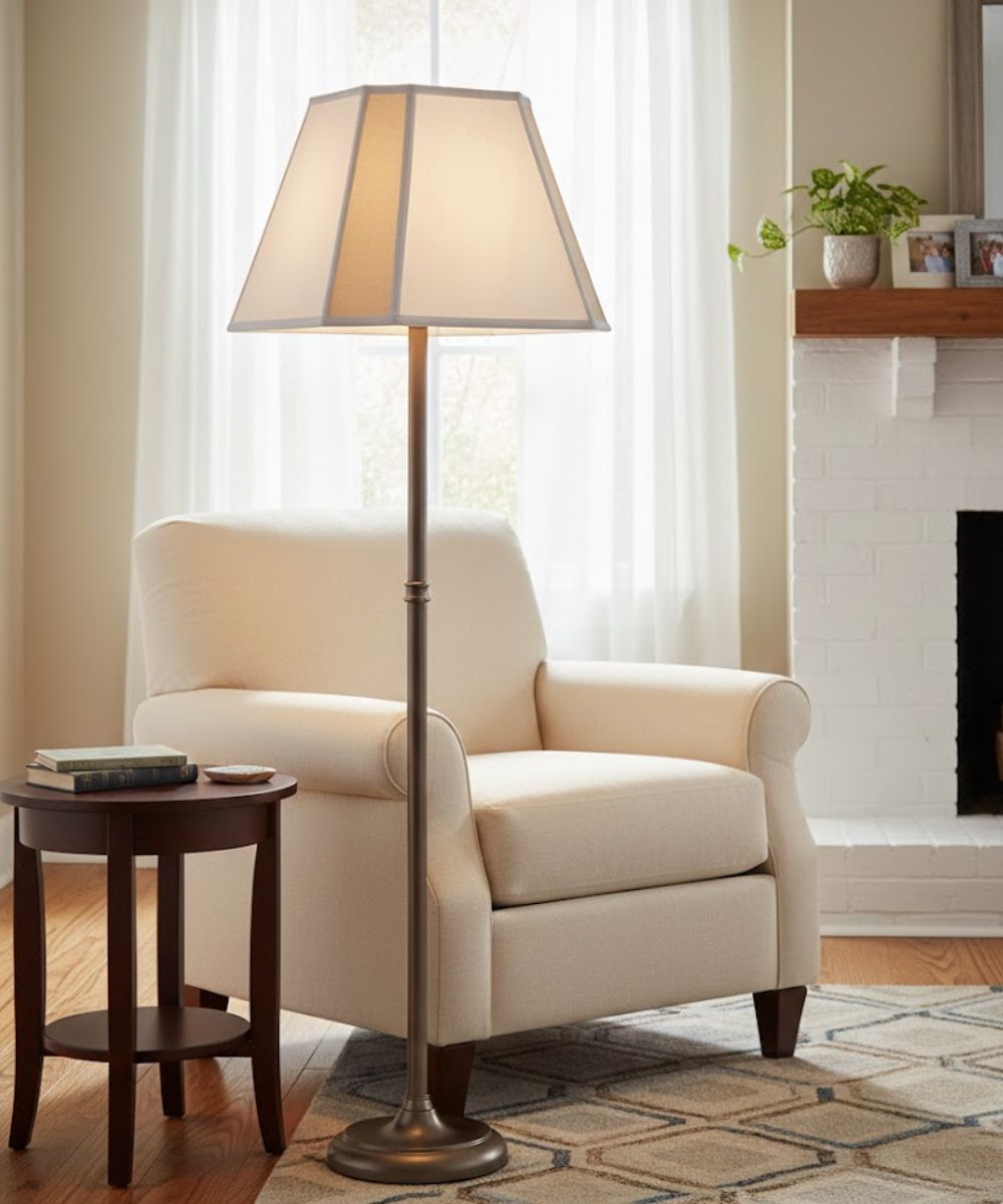 9x15x12 Off White & Tan Silk Shantung Cut Corner Square Softback Lampshade