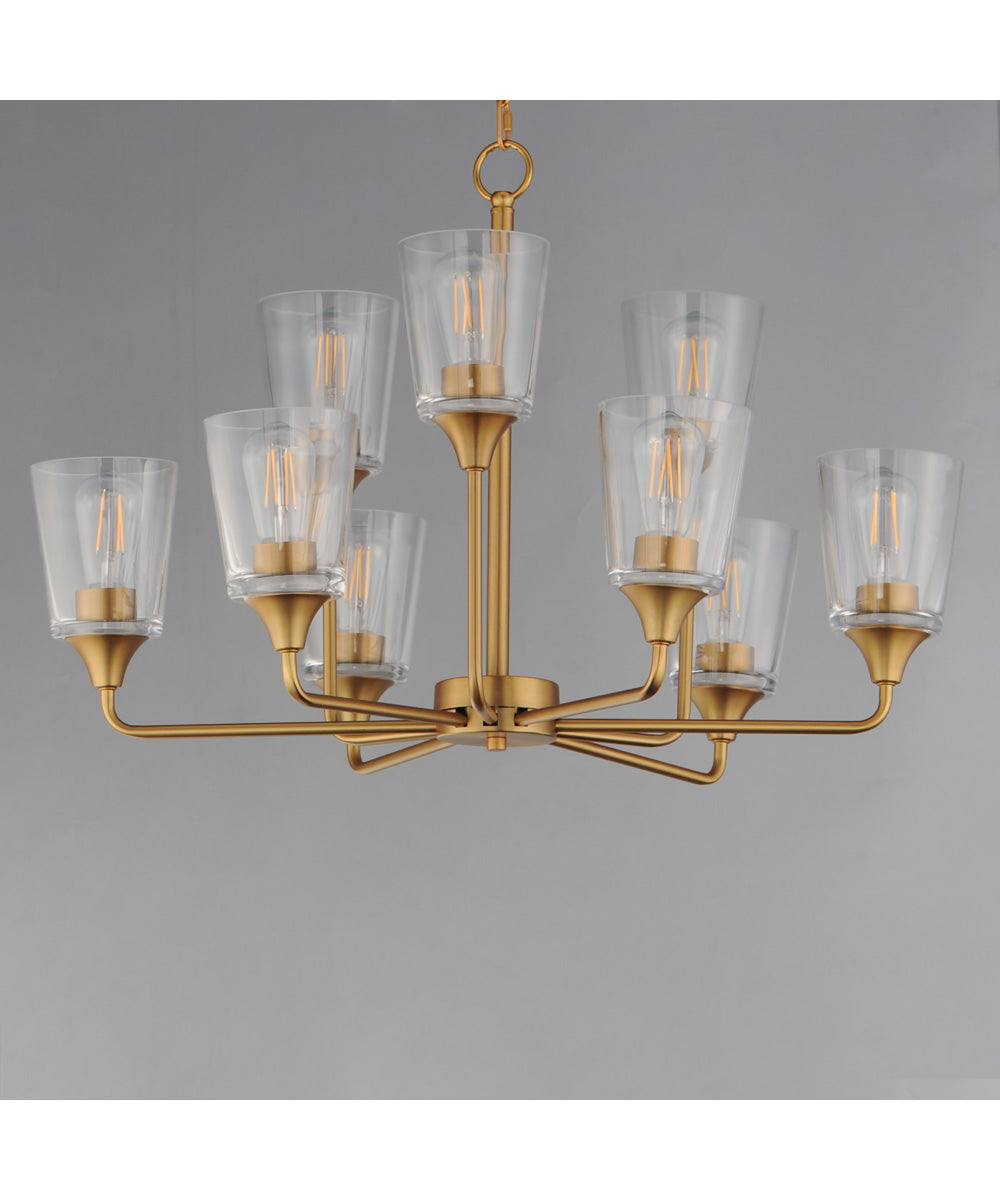 Hudson 9-Light Two-Tier Chandelier Natural Aged Brass