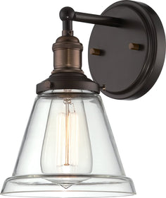 7"W Vintage 1-Light Vanity & Wall Rustic Bronze