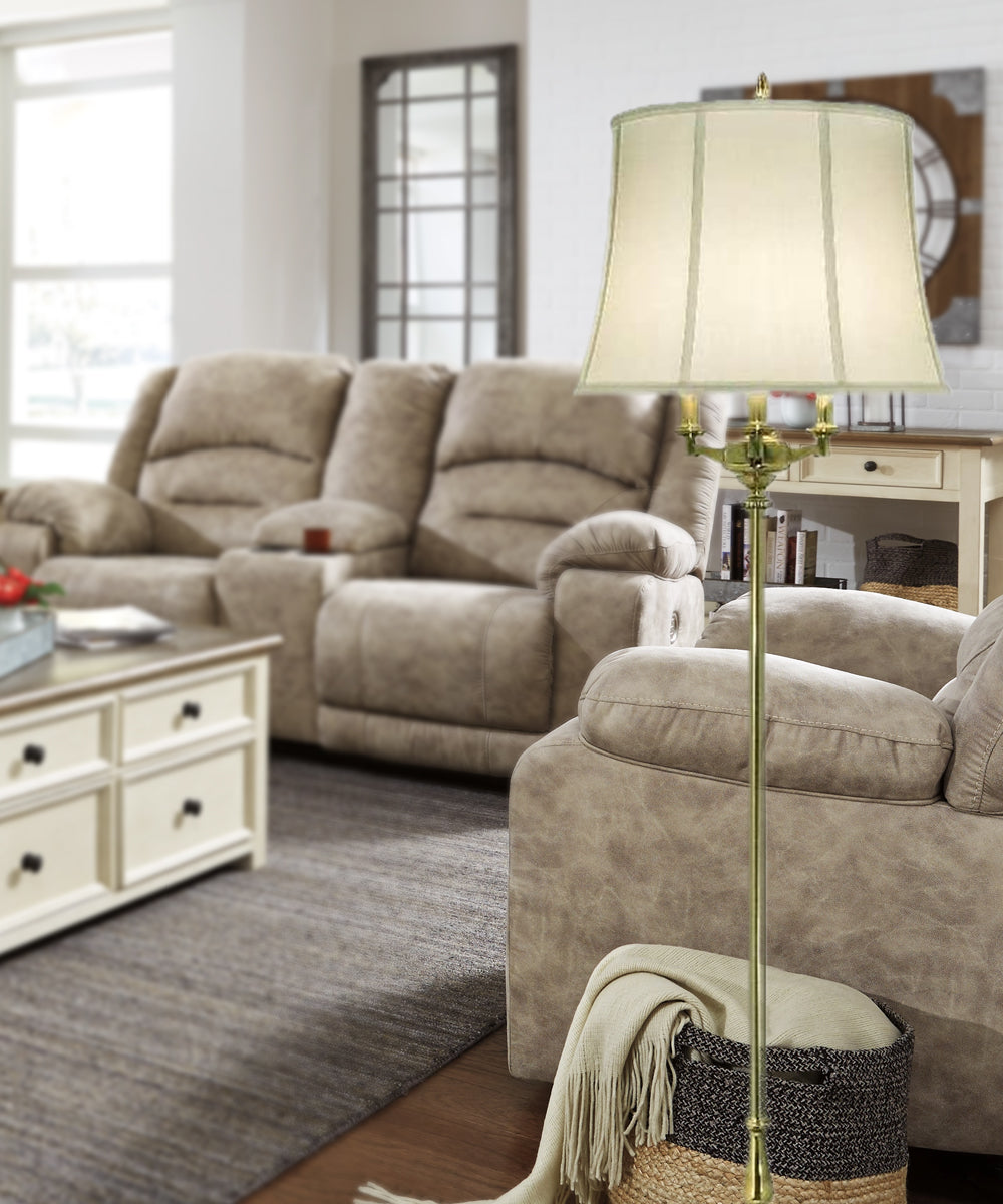 61"H Burnished Brass Signature by Stiffel Floor Lamp, 3-Way