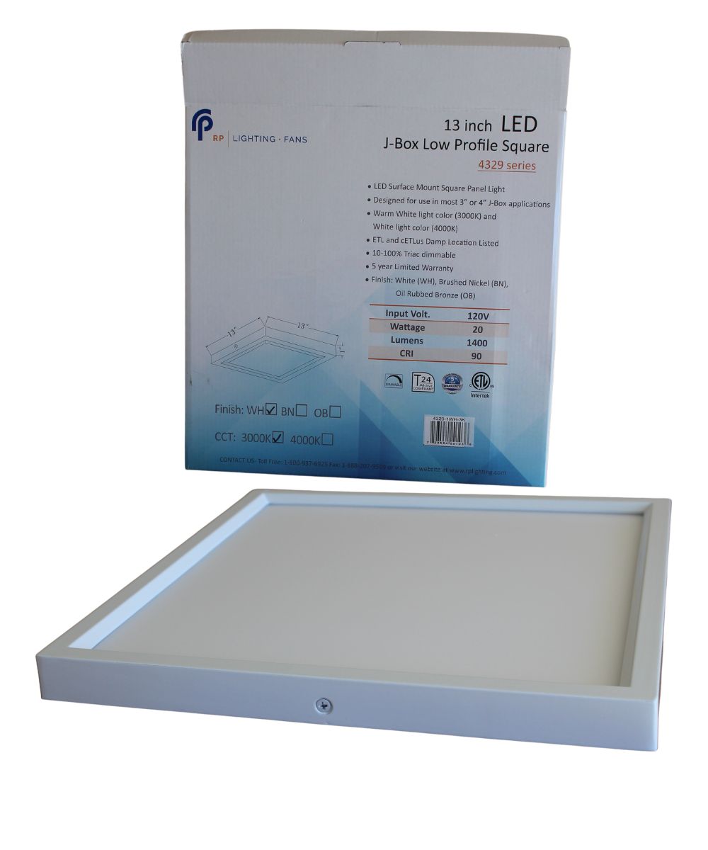 13"W 1-Light Square LED Flush Mount Light Fixture White Acrylic Finish