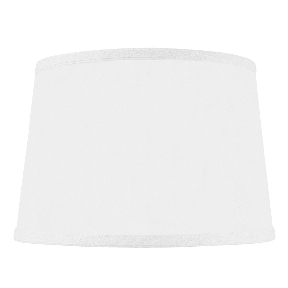 12"W x 8"H SLIP UNO FITTER Hardback Shallow Drum Lamp Shade White Linen