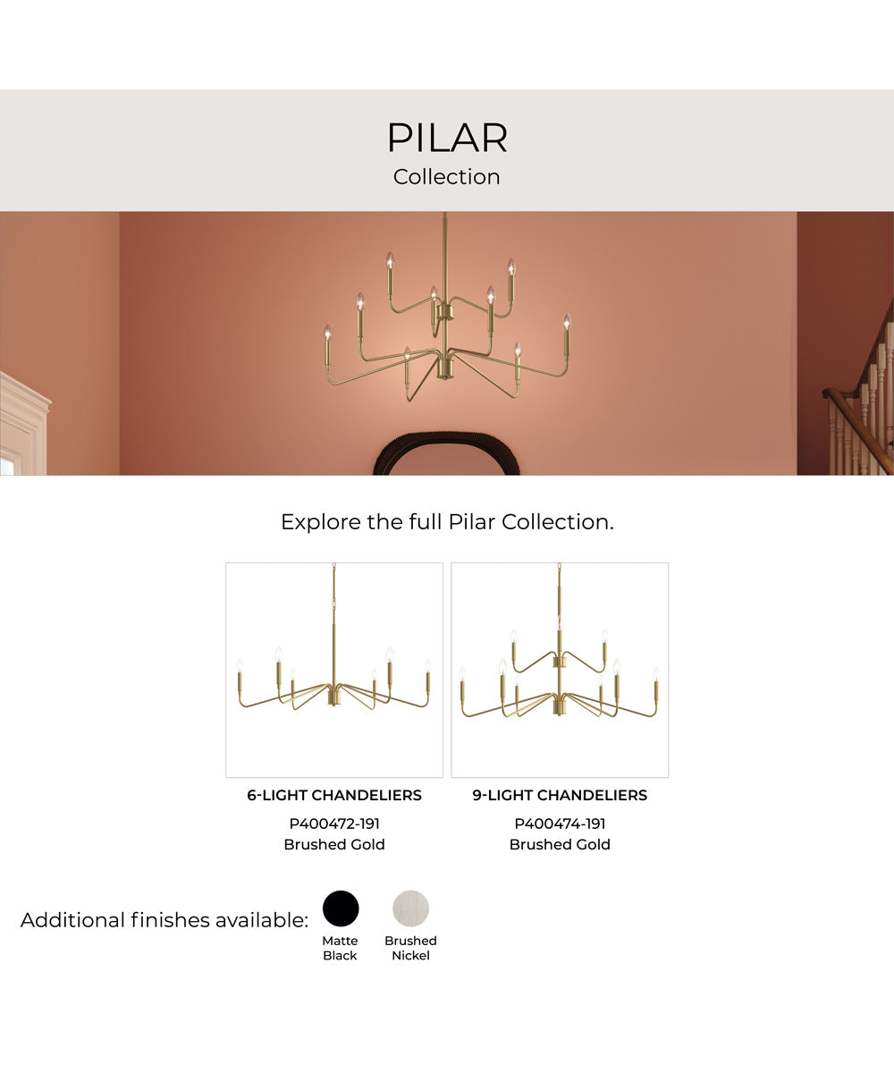 Pilar Extra Large 6-Light Chandelier Brushed Gold