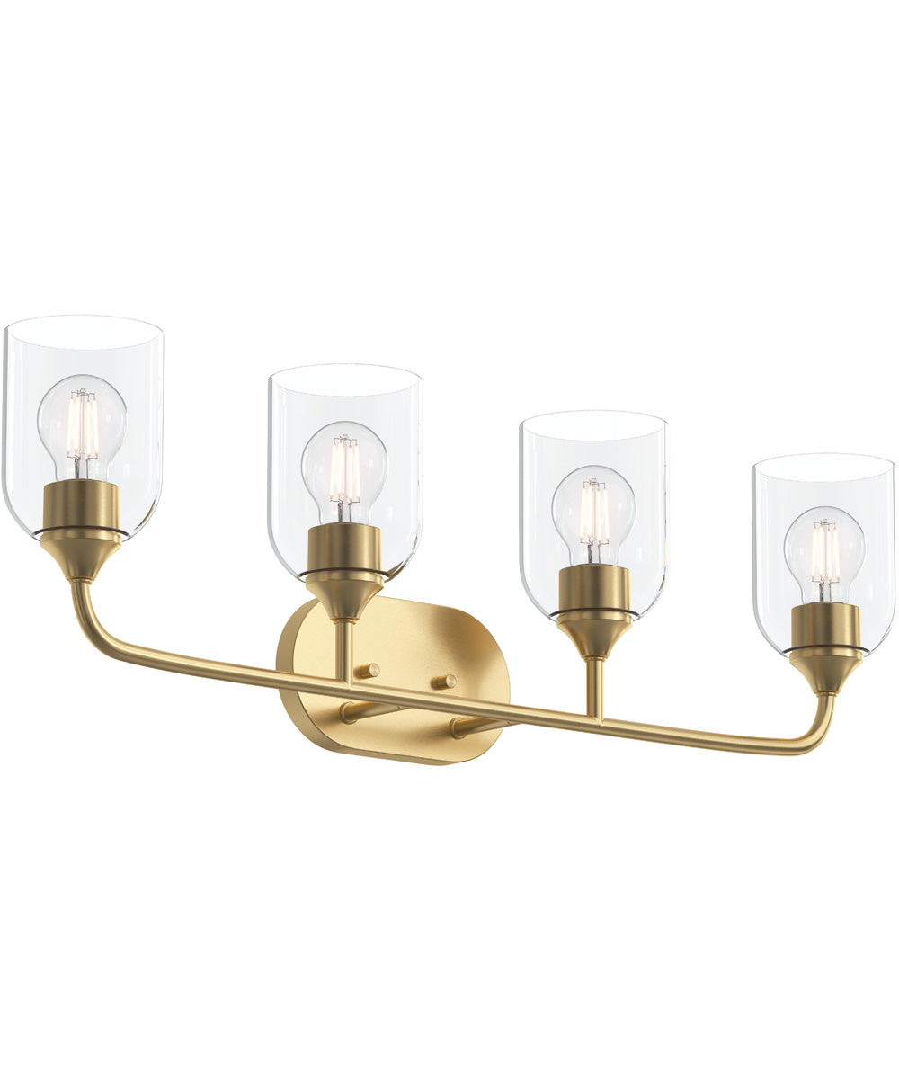 Ilia 4-Light Bath Vanity with Clear Glass Shade Brushed Gold