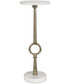 Accent Table with Sculptural Ring Detail in Antique Brass and White Marble