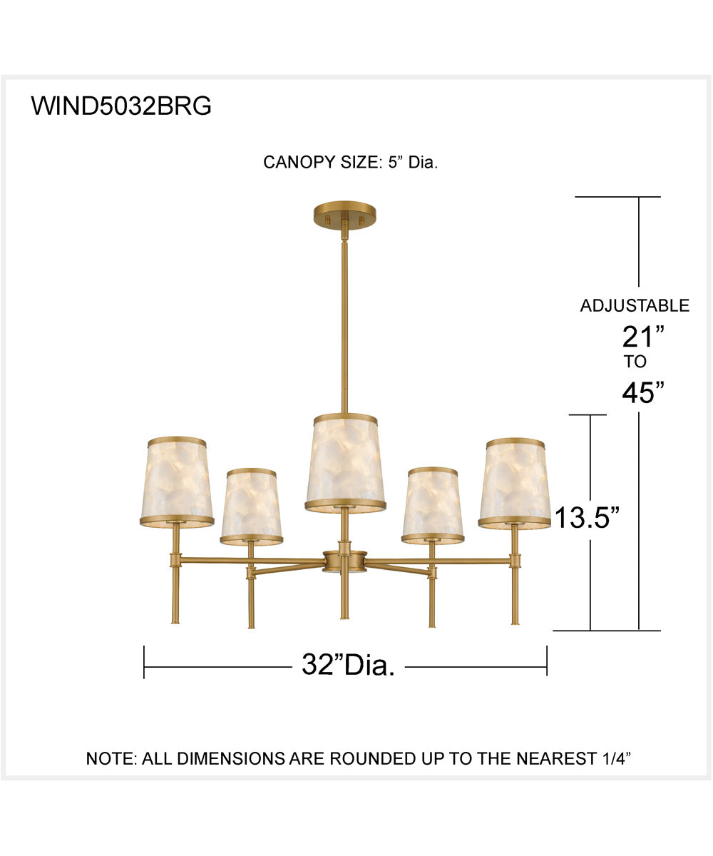 Windley 5-light Chandelier Brushed Gold