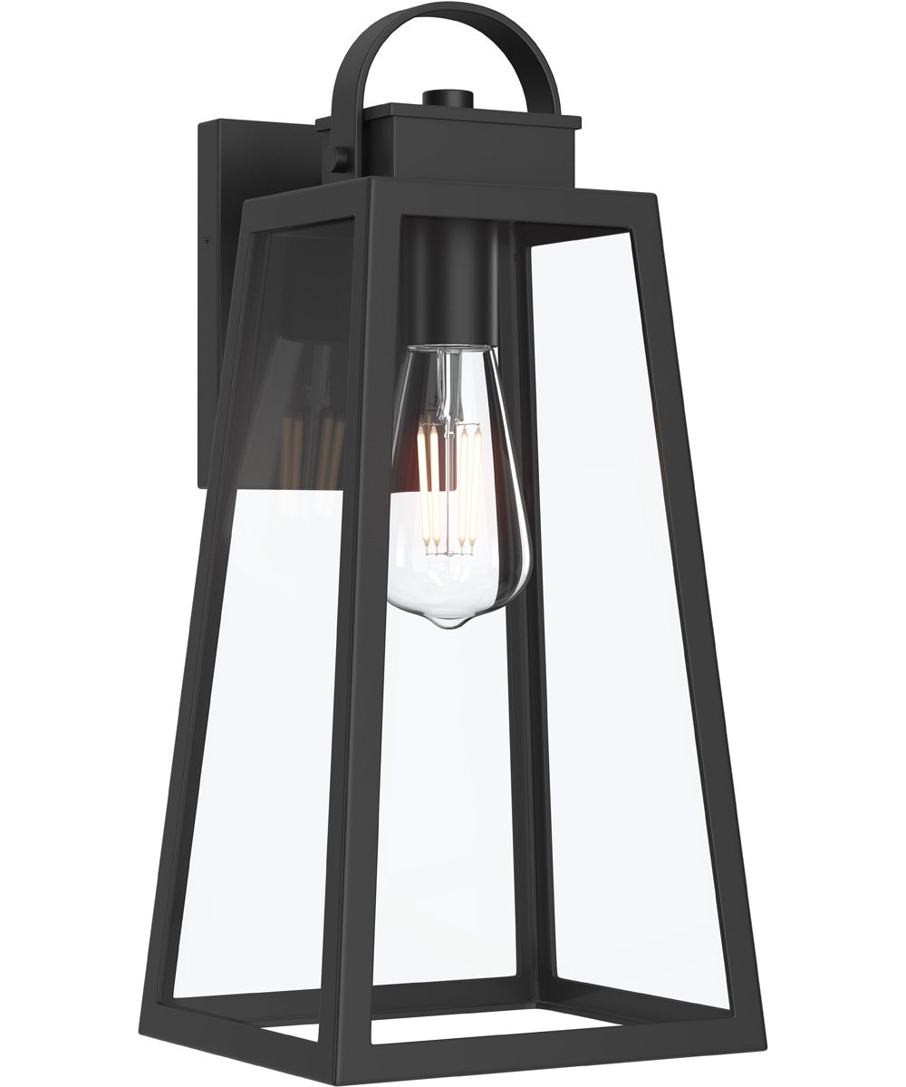 Hedry Large Outdoor Wall Lantern with Clear Glass Panels Matte Black