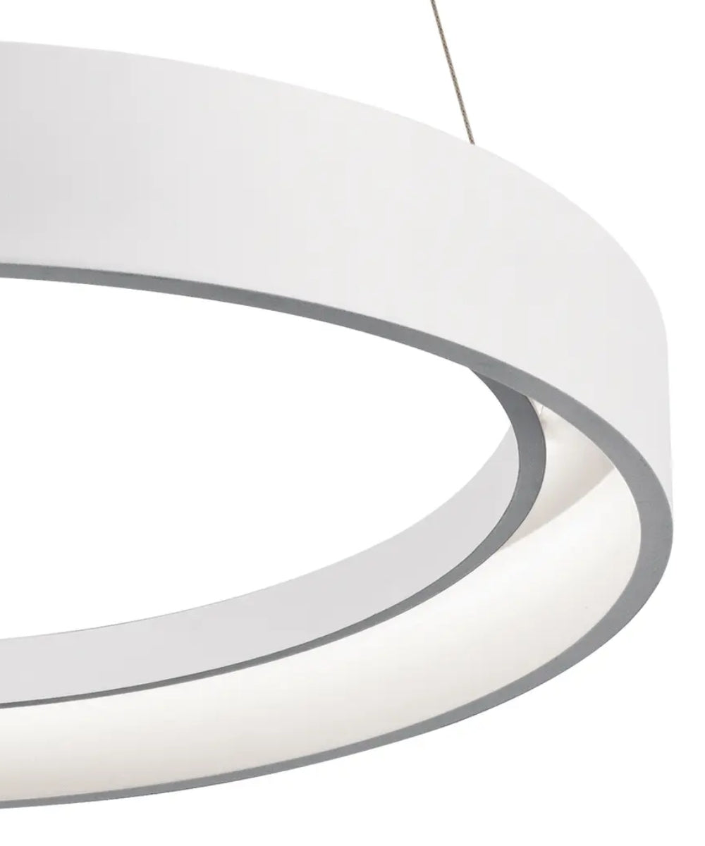 24"w Fornello 1-Light Modern Ring LED Chandelier Pendant Light Textured White Finish