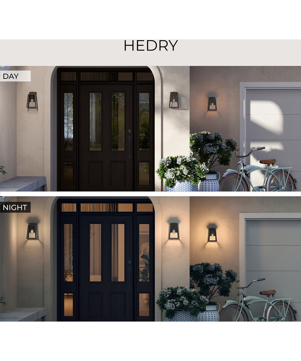 Hedry Small Outdoor Wall Lantern with Clear Glass Panels Antique Bronze