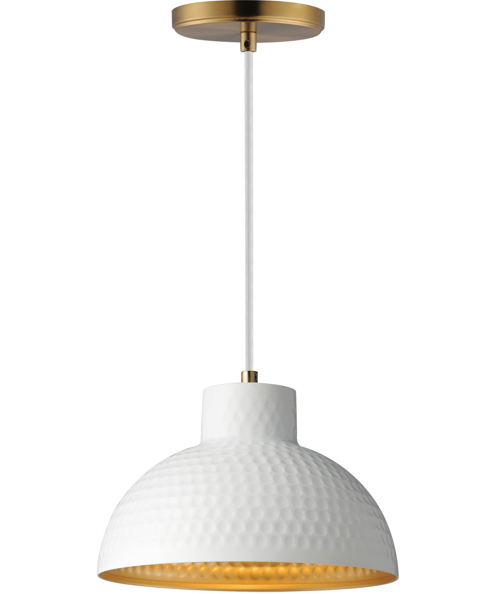 Rockport 10 inch 1-Light Pendant White/Natural Aged Brass
