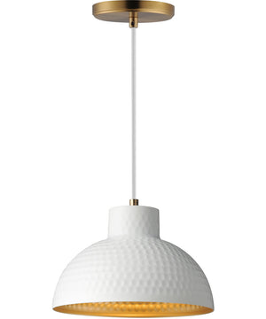 Rockport 10 inch 1-Light Pendant White/Natural Aged Brass