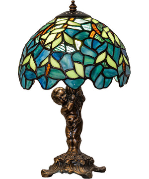 12" High Nightfall Wisteria Cherub Accent Lamp