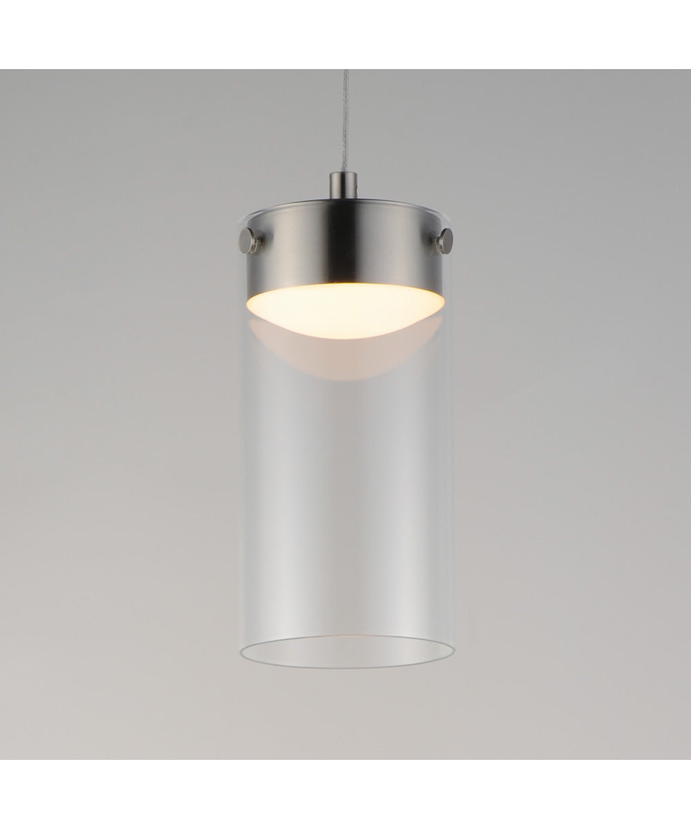 Highball Clear LED Mini Pendant Satin Nickel