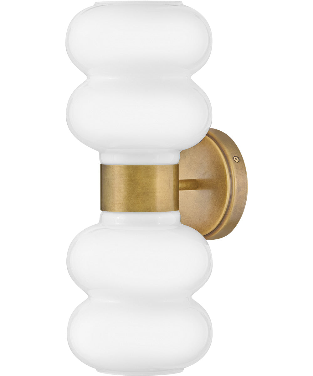 Nadia 2-Light Medium Two Light Sconce in Lacquered Brass