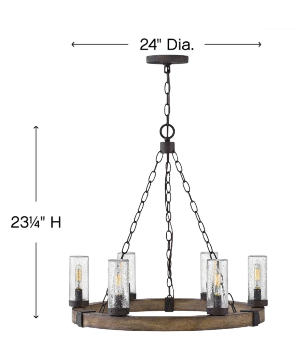 24"W Sawyer 6-Light Outdoor Chandelier in Sequoia