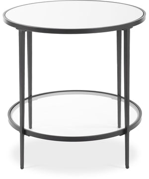 Accent Furniture with Tempered Glass and Mirror Satin Black
