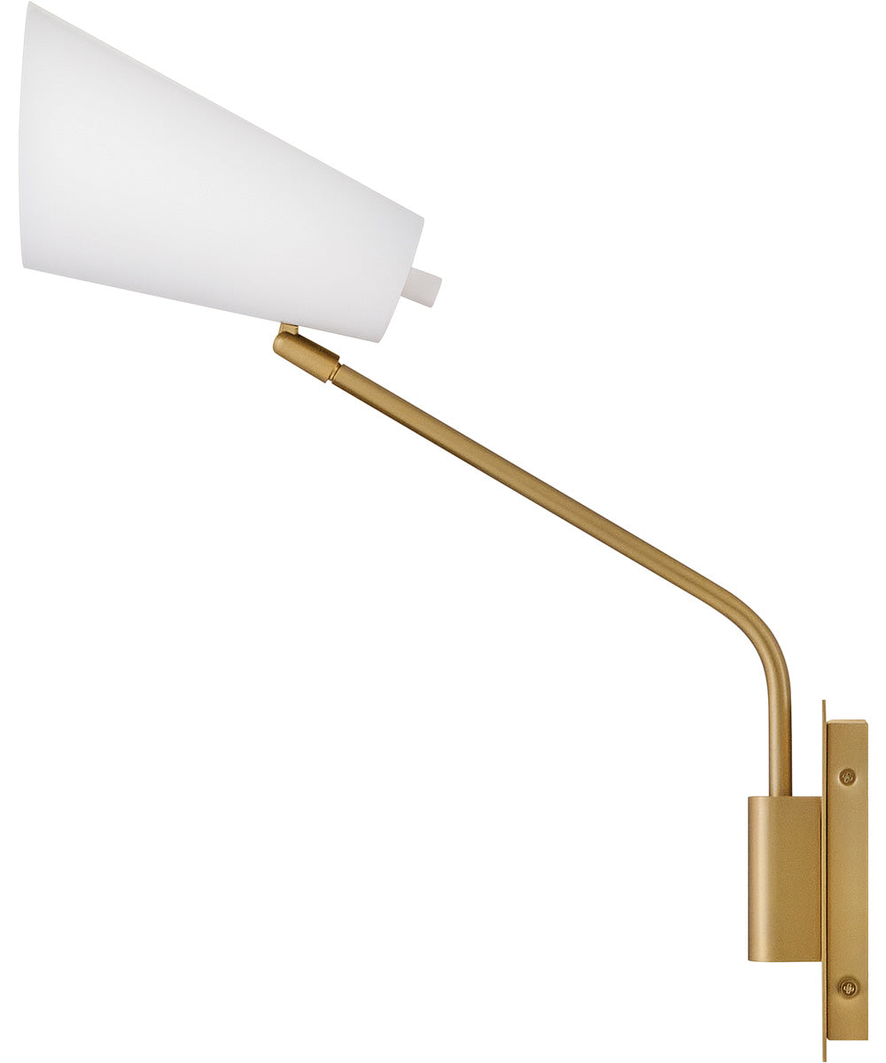 Bray 1-Light Medium Swing Arm Single Light Sconce in Lacquered Brass