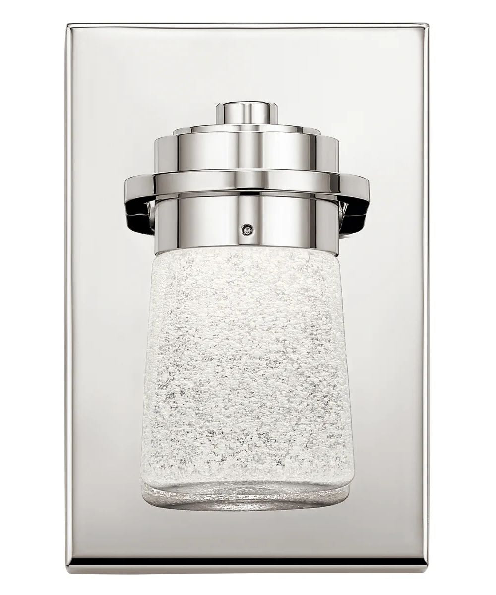Vada 5"W 1-Light LED Vanity Bath Light Sconce Polished Nickel, Bubble Glass Shade by Kichler