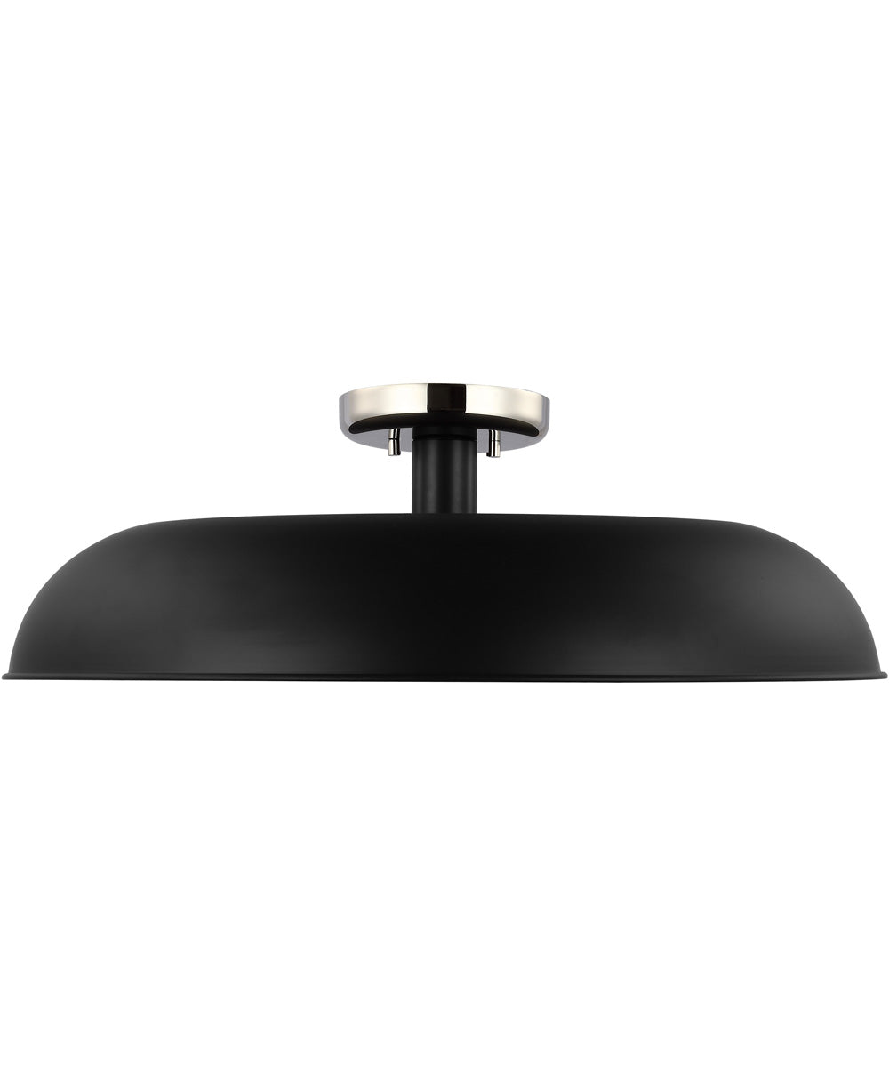 Colony 1-Light Close-to-Ceiling Matte Black / Polished Nickel