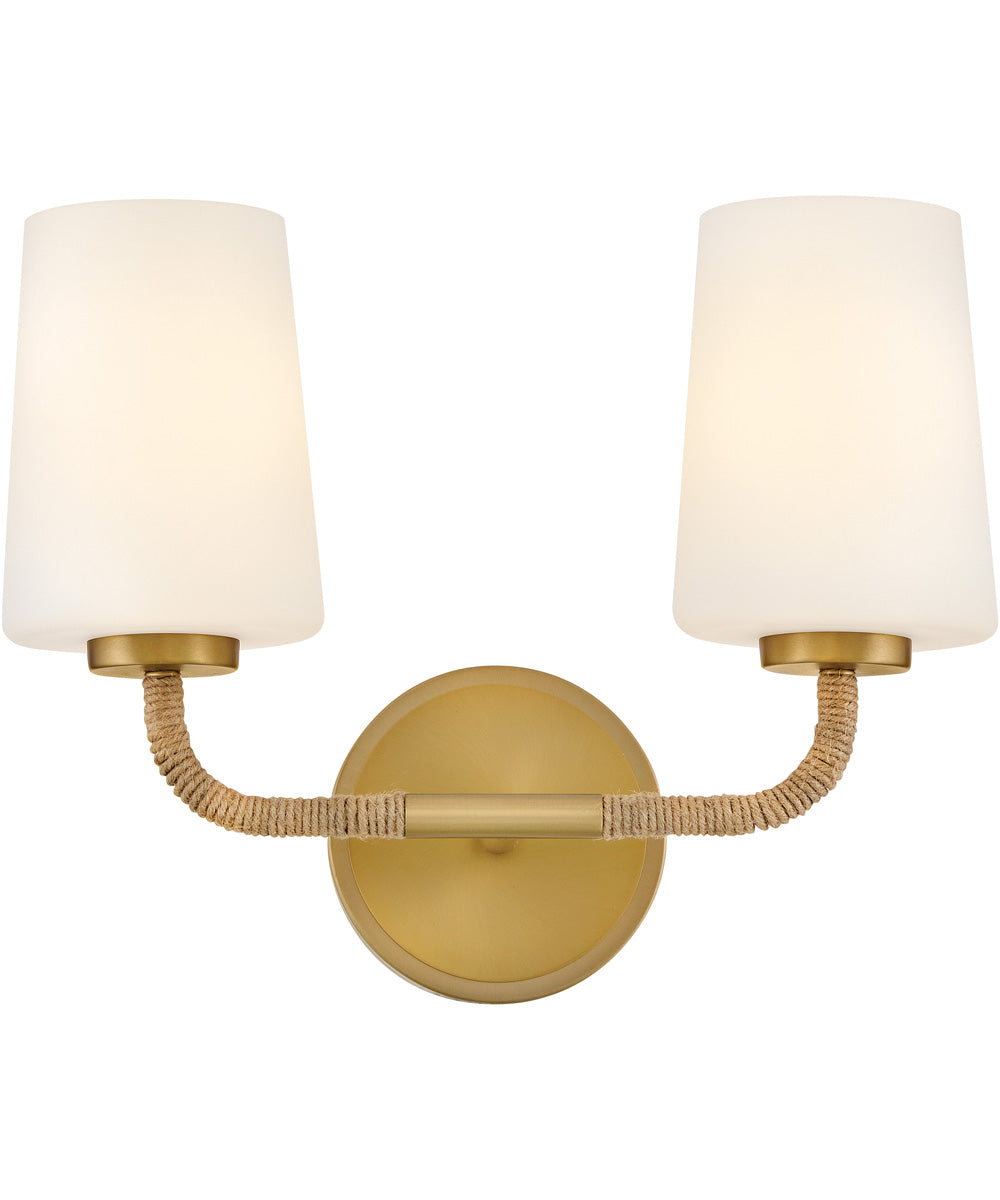 Kline 2-Light Small Two Light Vanity in Lacquered Brass
