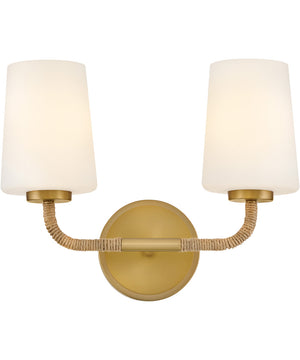 Kline 2-Light Small Two Light Vanity in Lacquered Brass