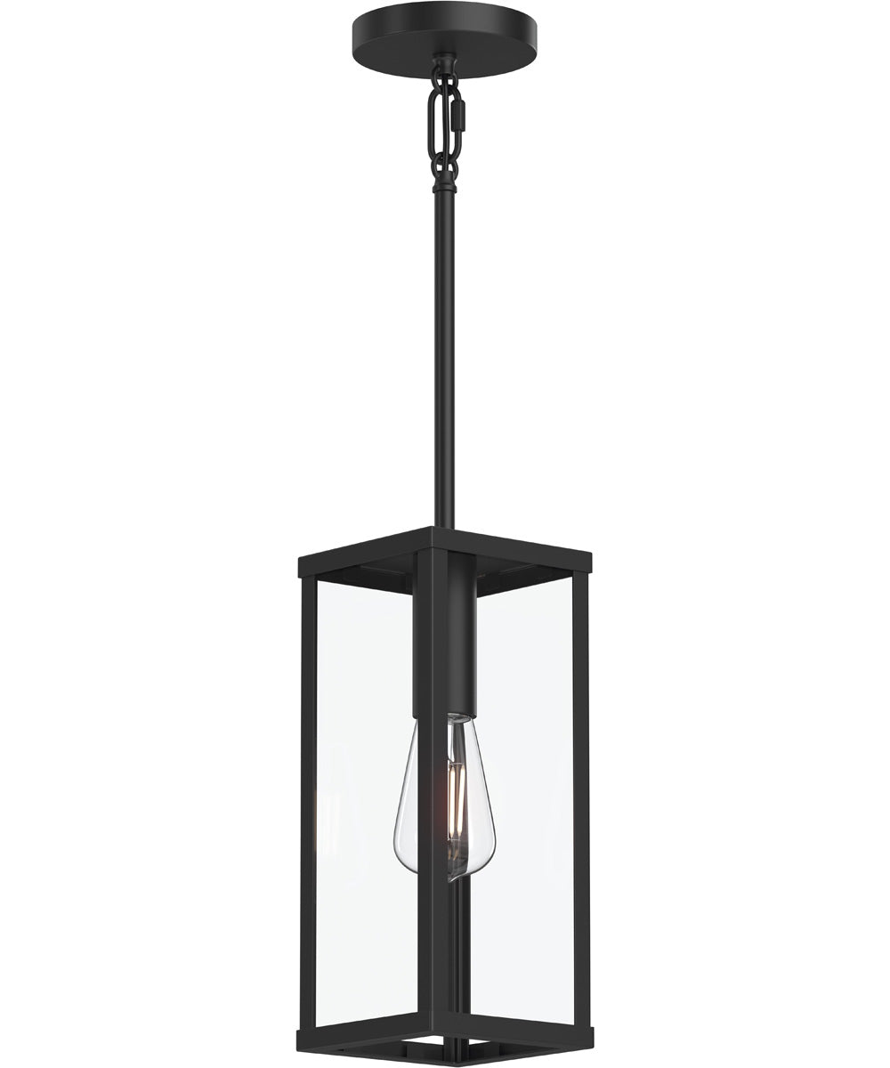 Ryle 1-Light Outdoor Pendant Light with Clear Glass Panels Matte Black