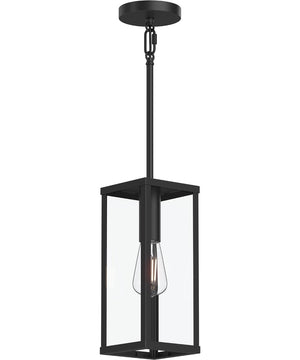 Ryle 1-Light Outdoor Pendant Light with Clear Glass Panels Matte Black