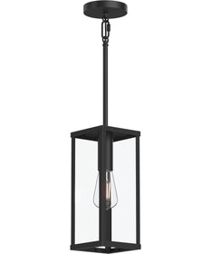 Ryle 1-Light Outdoor Pendant Light with Clear Glass Panels Matte Black