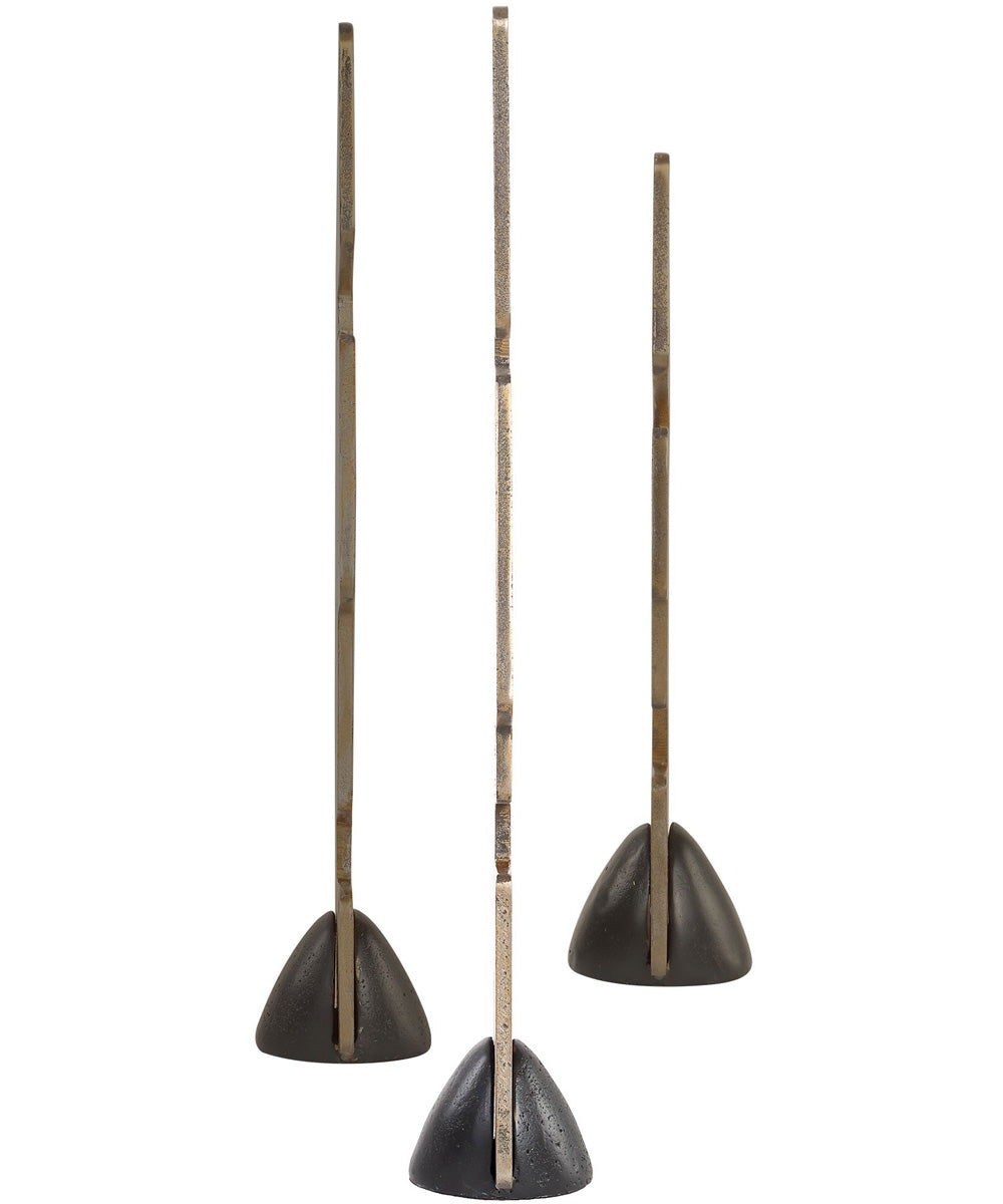 Geometric Echoes Bronze Sculptures Set of 3